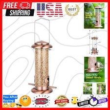 Metal Bird Feeder Hanging Wild Bird Feeders for Mix Seed Blends Heavy Duty Al...