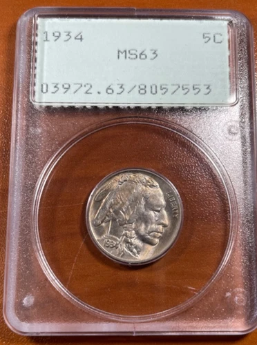 1934 Buffalo Nickel PCGS MS63 • Old Rattler Holder
