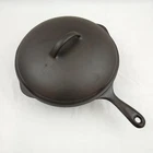 Unmarked Wagner Cast Iron Chicken Fryer Deep Skillet w/Lid Heat Ring Restored