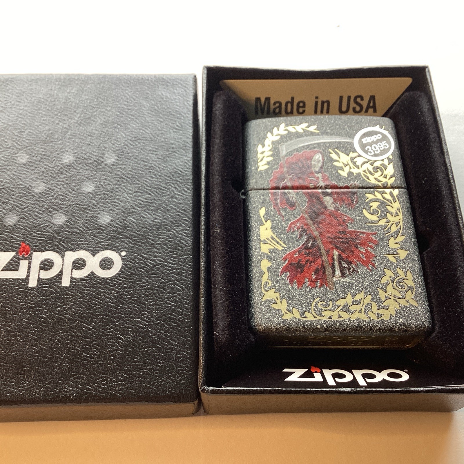 Zippo 81371 Grim Reaper Design J-22 Never Struck New Old Stock In The Box