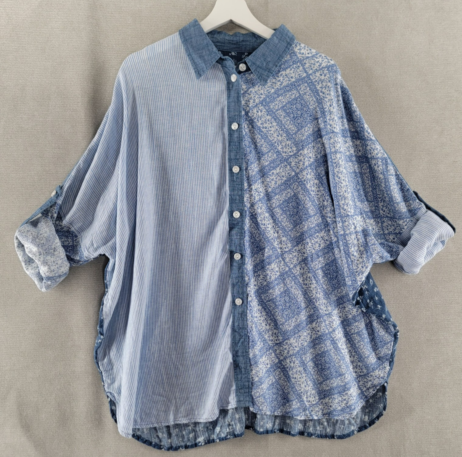 American Eagle Womens Top Oversize Patchwork Size… - image 1