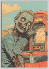 Zombie with Jukebox New 2025 Image Card 4x6 Blank Back