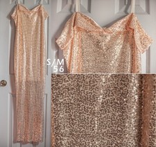 Long gold sequin maxi dress wedding prom bridesmaid bridal bride, new, size S/M
