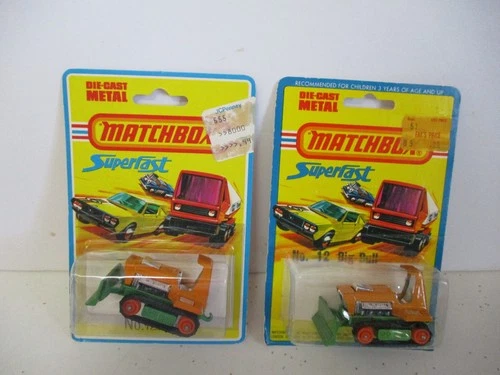 Matchbox Lesney Superfast 2X SF12 Big Bull- #1 & #2 base castings, carded