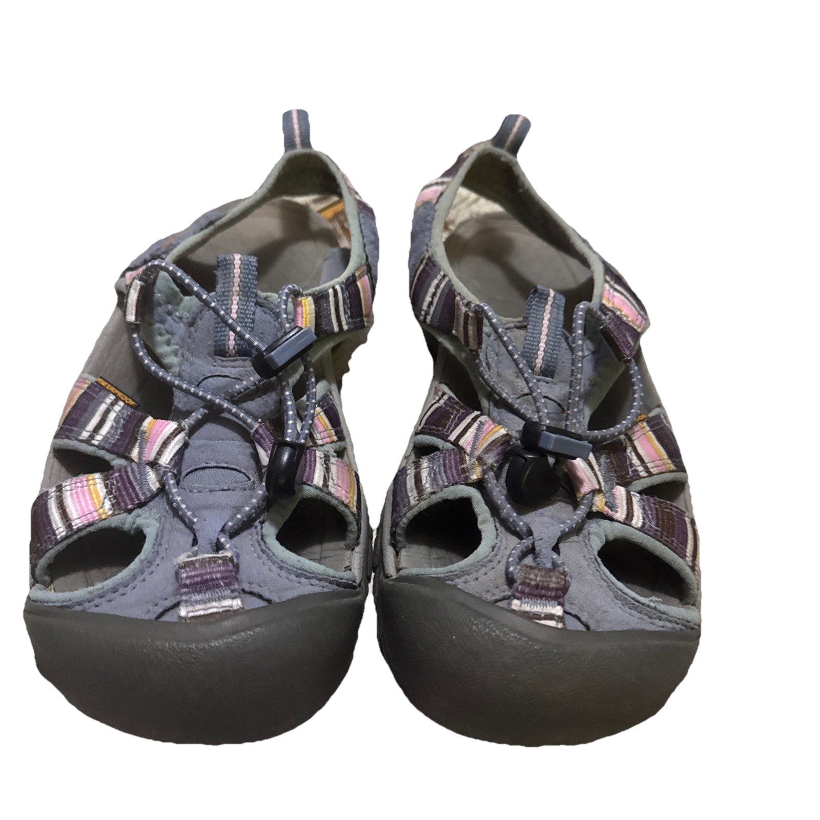 SANDALI IMPERMEABILI KEEN 8 US BLU STRISCE FETTUCCIA METATOMICAL ESCURSIONISMO BUNGEE USATI IN OTTIME CONDIZIONI