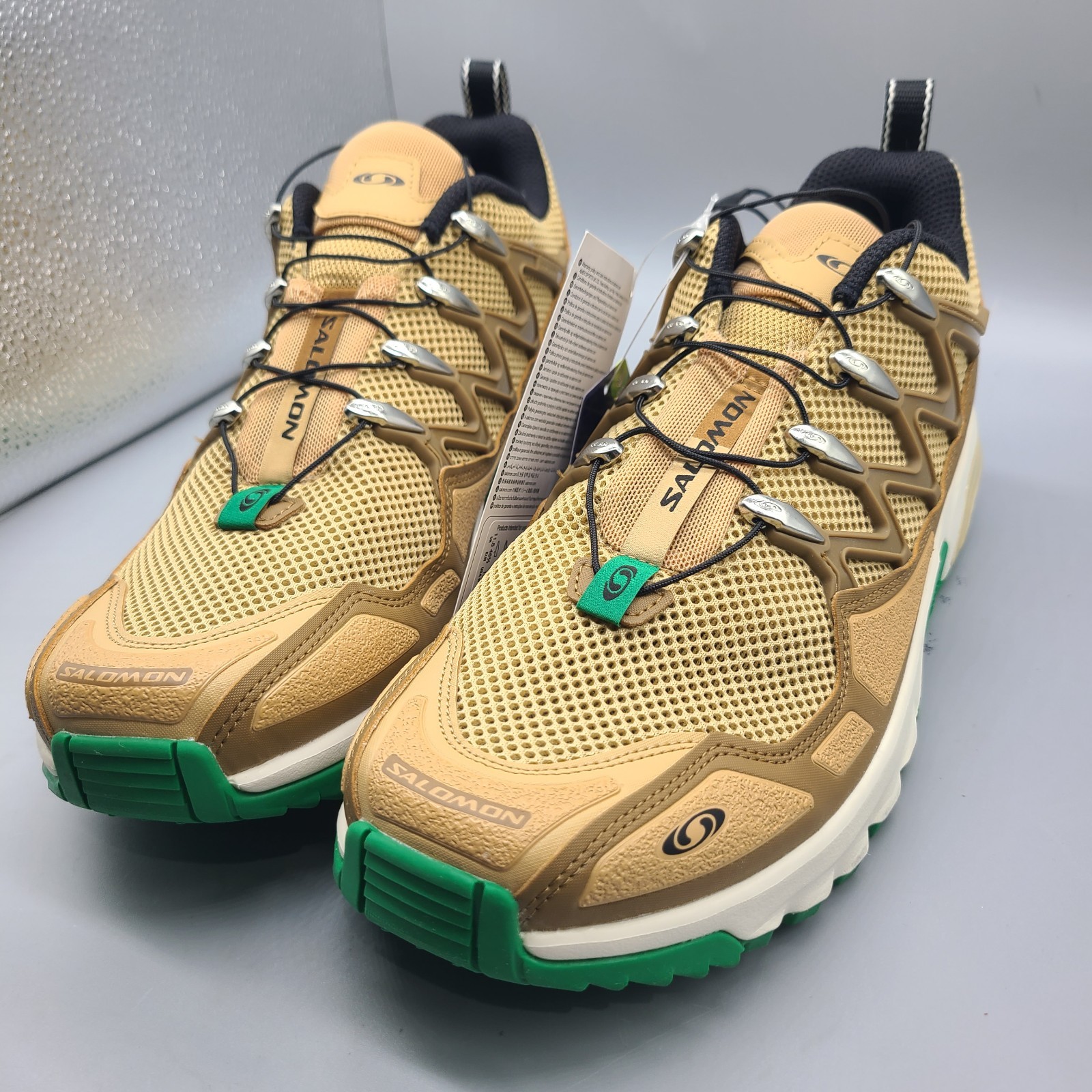 Scarpe da trekking Salomon ACS + OG da uomo taglia 12 marroni trail running Taffy Jolly verdi nuove