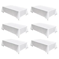 Faux Linen White Tablecloths for 8 Foot Rectangle Tables - 60 x 120 Inch - 6 ...