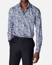 Eton Men's Blue Slim Fit Twill Floral Print Shirt Size 15
