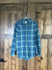 Flylow Women Athletic Flannel Long Sleeve Button Down Shirt Size M Blue Plaid