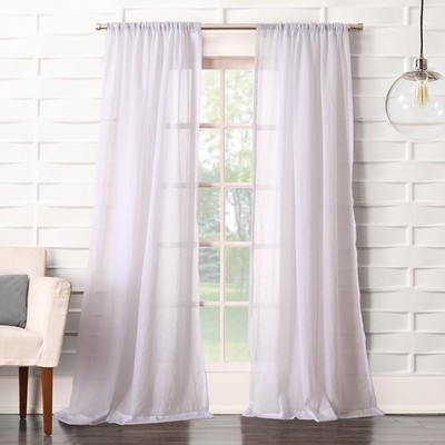 Tayla Semi-Sheer Rod Pocket Curtain Panel 50'' x 84'' - Elegant White Texture