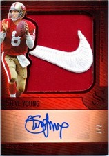 STEVE YOUNG 2025 PANINI SILHOUETTE RED NIKE SWOOSH JERSEY PATCH AUTO SP 7/7