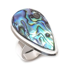 Natural Abalone Shell Gemstone 925 Sterling Silver Jewelry Ring Size 7 Gift n081