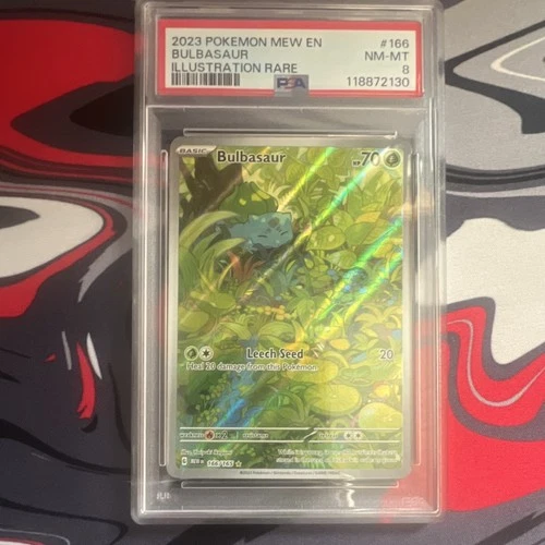 Pokémon Bulbasaur Illustration Rare Holo 166/165 Scarlet & Violet 151 PSA 8