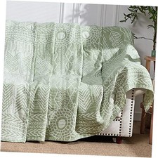 Boho 100 Cotton Blanket Muslin Lightweight Twin Size 60"x80" A. Boho Green