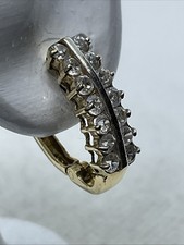 ELEGANT Solid 14K Yellow Gold White CZ Lever Back Earrings 18mm x 6mm 4gr.