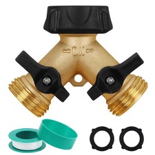 Brass Garden Hose Splitter 2 Way Faucet Y Valve Tap Splitter Heavy Duty Outdoor