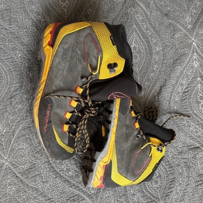 La Sportiva Trango Tech Leather GTX Gore-Tex Hiking Boots Men 9.5 Black/Yellow
