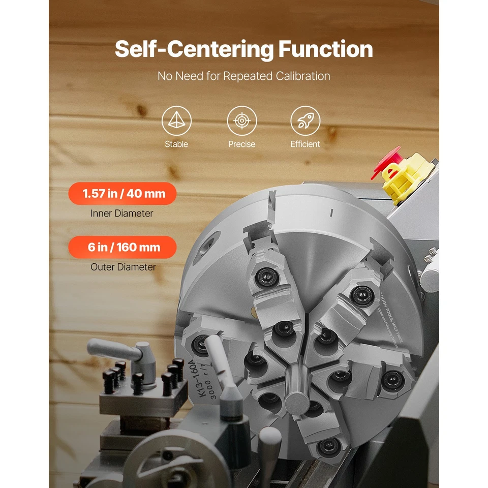 6 Inch 6-Jaw Self-Centering Lathe Chuck with D1-4 Cam Lock Backing Plate - Image 3 of 4