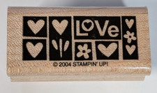 Wood/Rubber Stamp "Love" Hearts Flowers