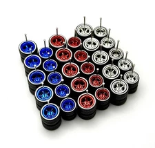 15x White Line Chrome Cragar 11/13mm Wheels w/ Rubber Tires for 1/64 H0T Wheelz