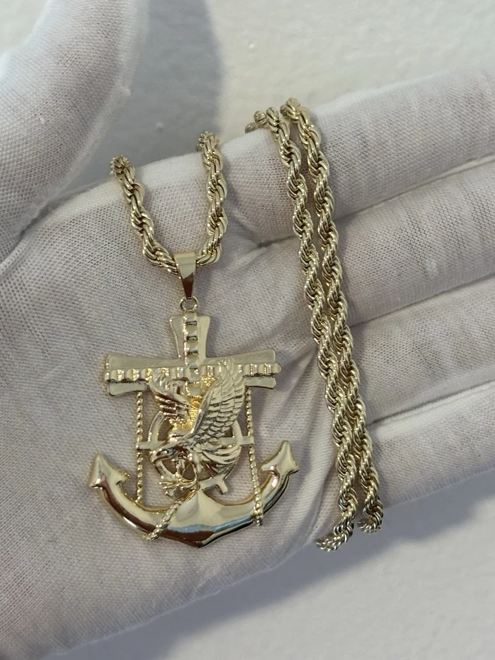 "Colgante de águila ancla con cadena de cuerda de 22"" de 4 mm - collar para hombre" Foto 2 de 3