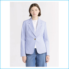 Free Assembly Cotton Blazer Quark Blue Stripe XS