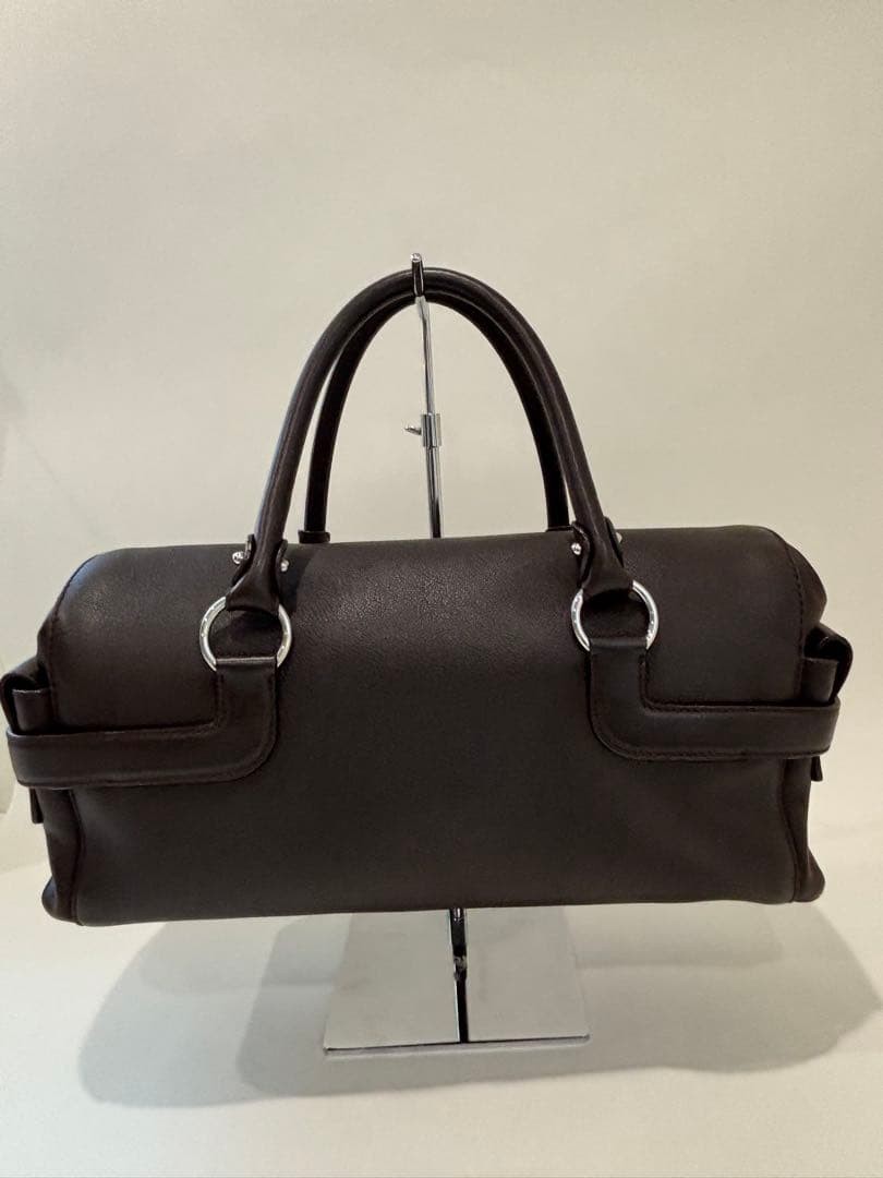 Salvatore Ferragamo Brown Gancini Handbag with Silver Accents image 3