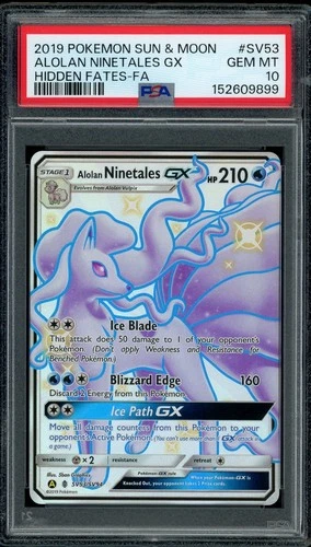 Pokemon PSA 10 Alolan Ninetales GX SV53/SV94 Sun & Moon Hidden Fates Shiny Vault