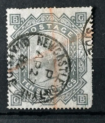 GB QUEEN VICTORIA SG 128 10S GREENISH GREY PL 1 FINE USED
