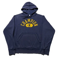 Champion Hoodie Men’s Small Blue Yellow Pullover Logo Hip Hop Hipster Sportswear