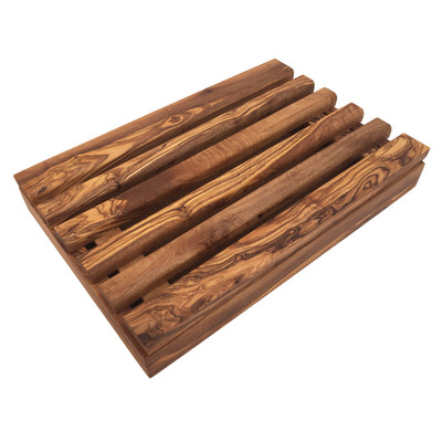 Brotschneidebrett mit Krümelfach ''Bread Bed'' L 30 cm, aus Olivenholz