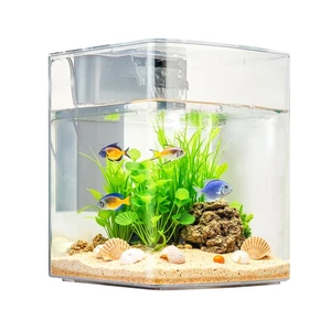 Uimoso 2 Gallon Smart Fish Tank Small Fish Tank with Filter LED Light