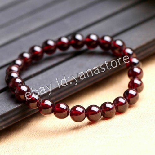 Natürliche Rot Granat Kristall Rund Edelstein Perlen Stretch Armband 7.5 Zoll - Bild 4 von 11