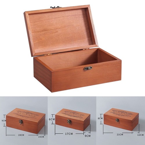 Storage Box Home Office Handmade Jewelry Sundries Vintage Wood Color Wooden 1pc - Picture 5 of 21