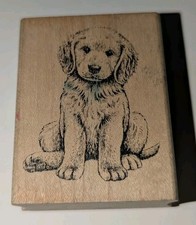 Inkadinkado Golden Retriever Dog Puppy Wood Rubber Mounted Stamp Animal 93815