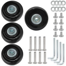 Qjaiune Luggage Wheels Replacement Set of 4, 45mm x 18mm, Black Rubber Swivel...