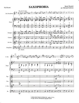 SAXOPHOBIA FOR SOLO ALTO SAXOPHONE AND CHAMBER QUINTET BY By Rudy Wiedoeft *NEW*