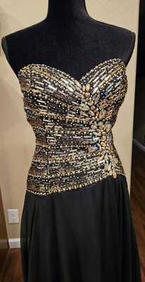 tony bowls black and gold dress ✨️🆕️✨️ TONY BOWLS Evenings Women Sz 8 Black Gold Embellished Evening Gown  Dress