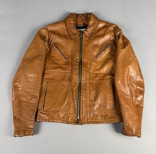70s VINTAGE Schott Leather Cafe Racer Motorcycle Jacket Size 42 USA Made Brown