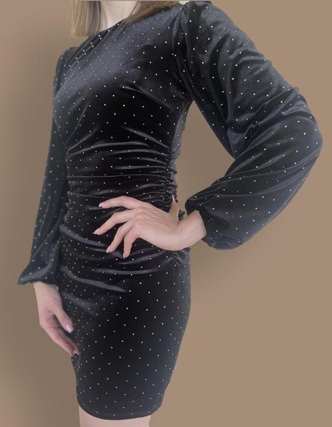 Women Phase Eight Dress Black Velour 34 / XS / 42