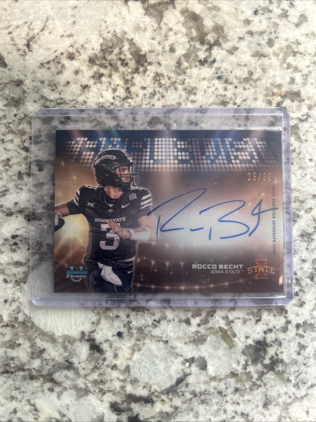 2025 Bowman U Chrome Campus Visit Rocco Becht  Auto /99 SP Iowa State Cyclones