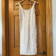 Forever 21 Women’s Bodycon Dress Small Beige Snake Print Sleeveless Scoop Neck