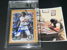 Tyler Soderstrom A's Auto SIGNED 2020 1st BOWMAN Gold Base BAS Beckett Grade 10