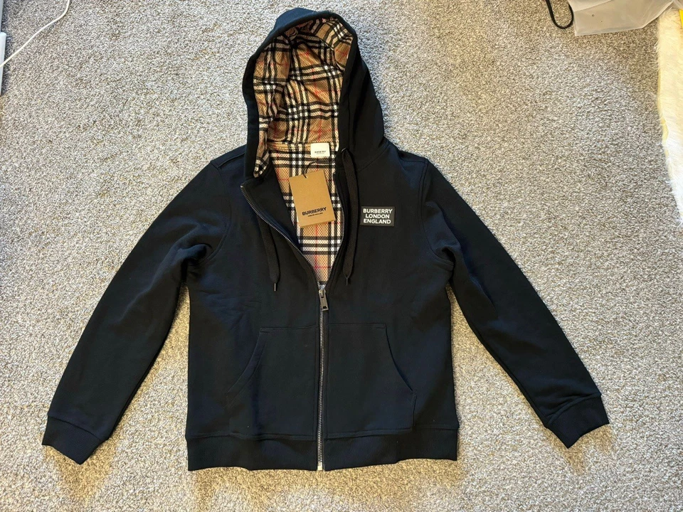 Sudadera con capucha Burberry Hove de malla vintage a cuadros con cremallera (M) Foto 4 de 4