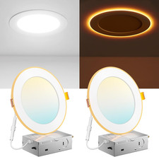 2 Pack 6" 5CCT LED Recessed Canless Wafer Downlight with Night Light 12W 1100LM