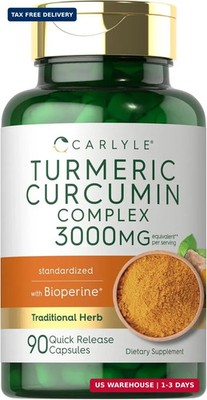 Tumeric Curcumin Max Potency and Ginger Complex 3000 Mg, 120 Softgels by Carlyle