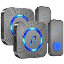 Wireless Doorbell with 2 receivers 2 Buttons,IP55 Waterproof Doorbell,1300 FT...