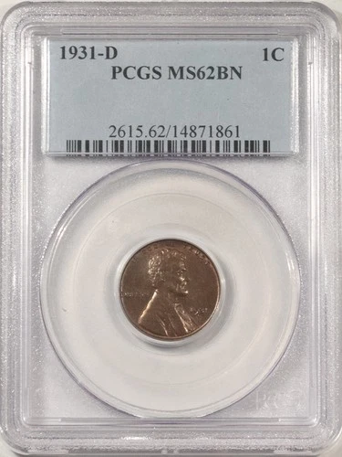 1931-D LINCOLN CENT - PCGS MS-62 BN, LOOKS BETTER! PREMIUM QUALITY!