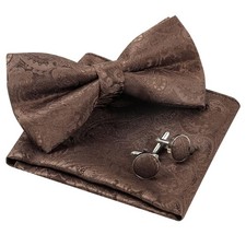 Alizeal Mens Paisley Bow Tie, Hanky and Cufflinks