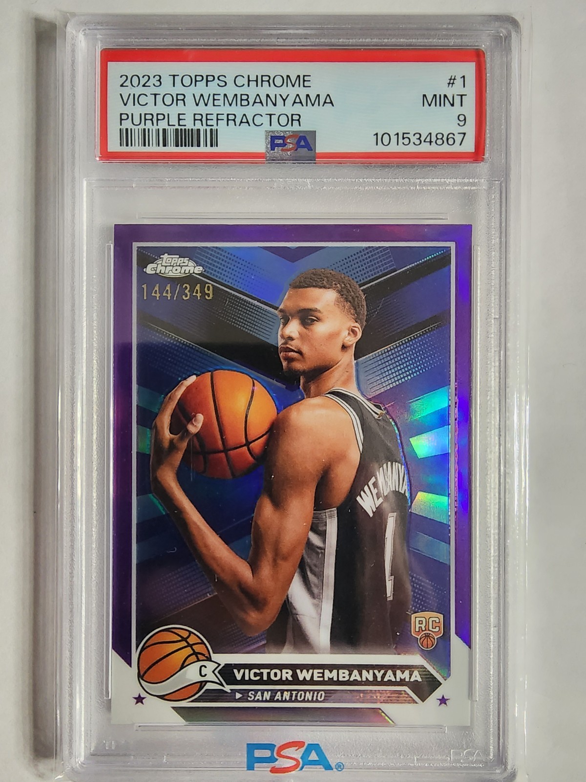 2023-24 Topps Chrome - Victor Wembanyama #1 Purple Refractor /349 (RC) PSA 9